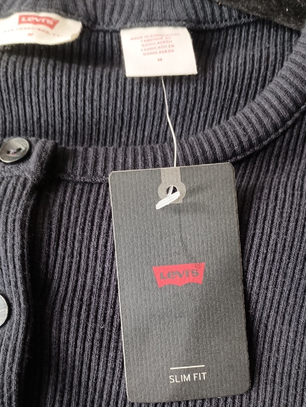 Levis Black Ribbed Button Up Tank Top M - Picture 9 of 10